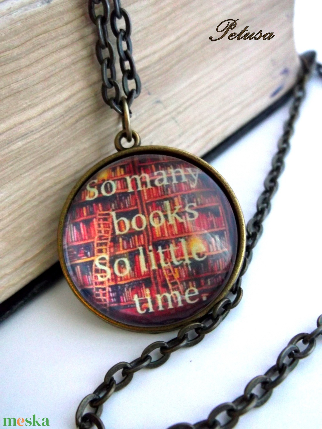 Könyv Könyvmoly Nyaklánc Könyves - ékszer - nyaklánc - medálos nyaklánc - Meska.hu