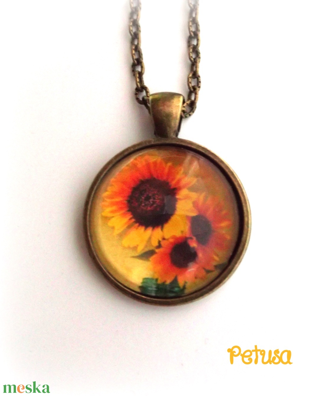 Napraforgó nyaklánc  napraforgós sunflower - ékszer - nyaklánc - medálos nyaklánc - Meska.hu