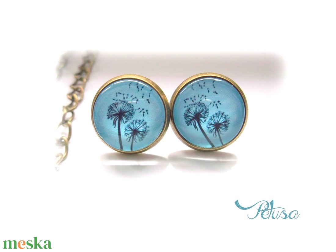 Pitypangos nyaklánc Pitypang Fekete fehér Virágos  - ékszer - nyaklánc - medálos nyaklánc - Meska.hu