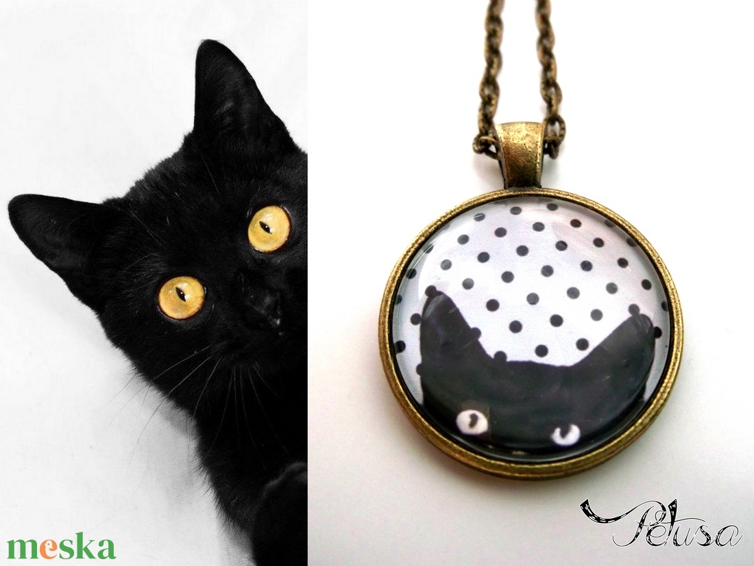 Macskás fülbevaló gyűrű szett cicás - ékszer - ékszerszett - Meska.hu