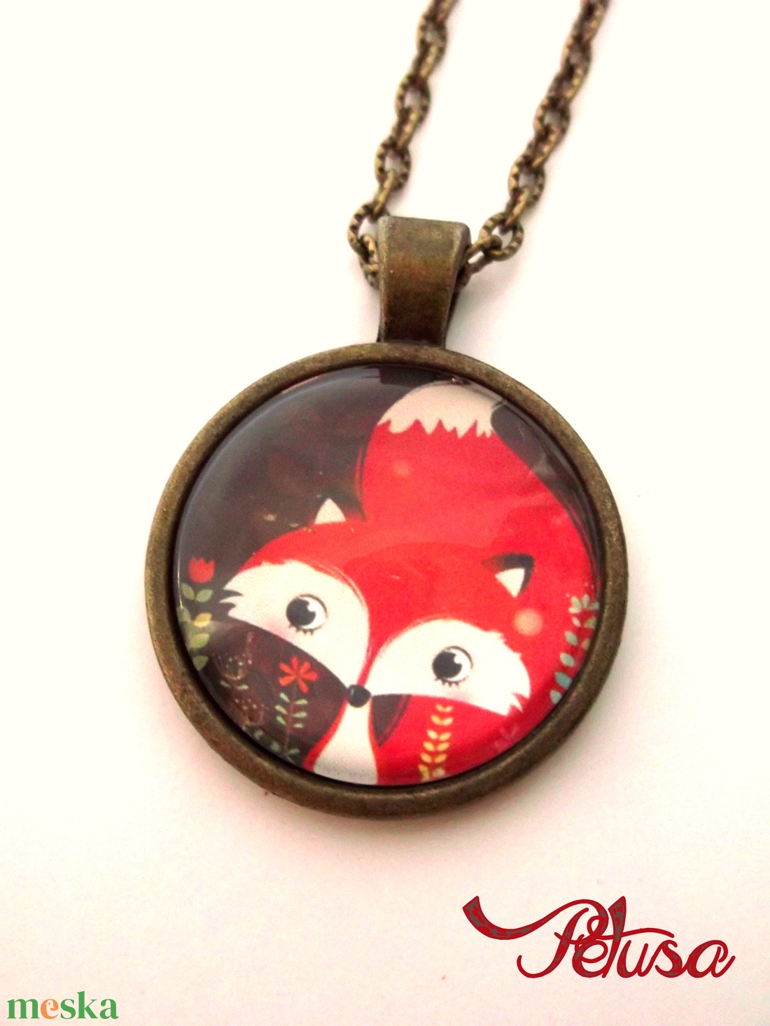 Róka Rókás nyaklánc Téli Narancs Csokoládé Csoki - ékszer - nyaklánc - medálos nyaklánc - Meska.hu