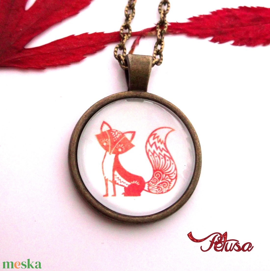 Róka Rókás nyaklánc - ékszer - nyaklánc - medálos nyaklánc - Meska.hu
