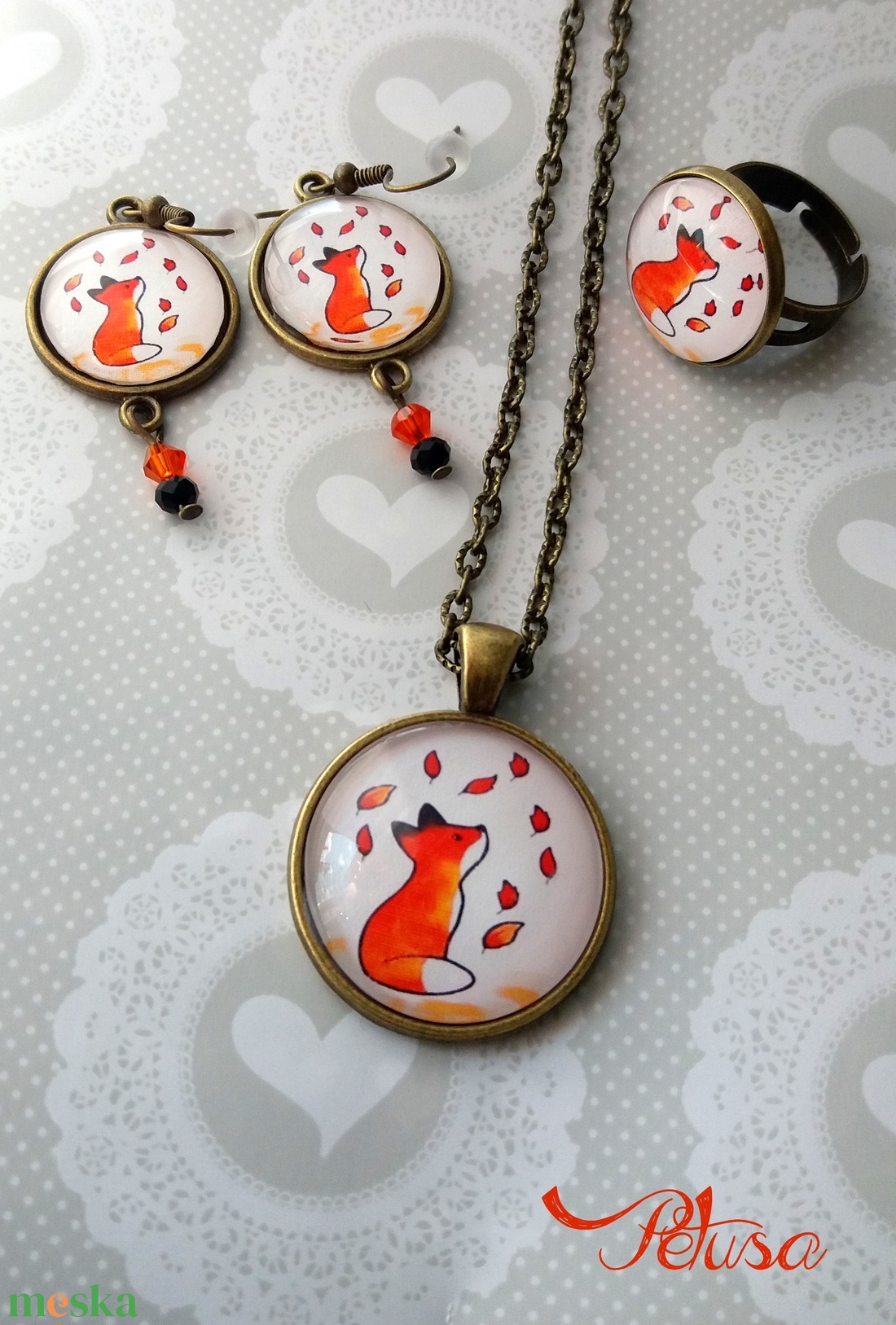 Róka Rókás Őszi szett - ékszer - ékszerszett - Meska.hu