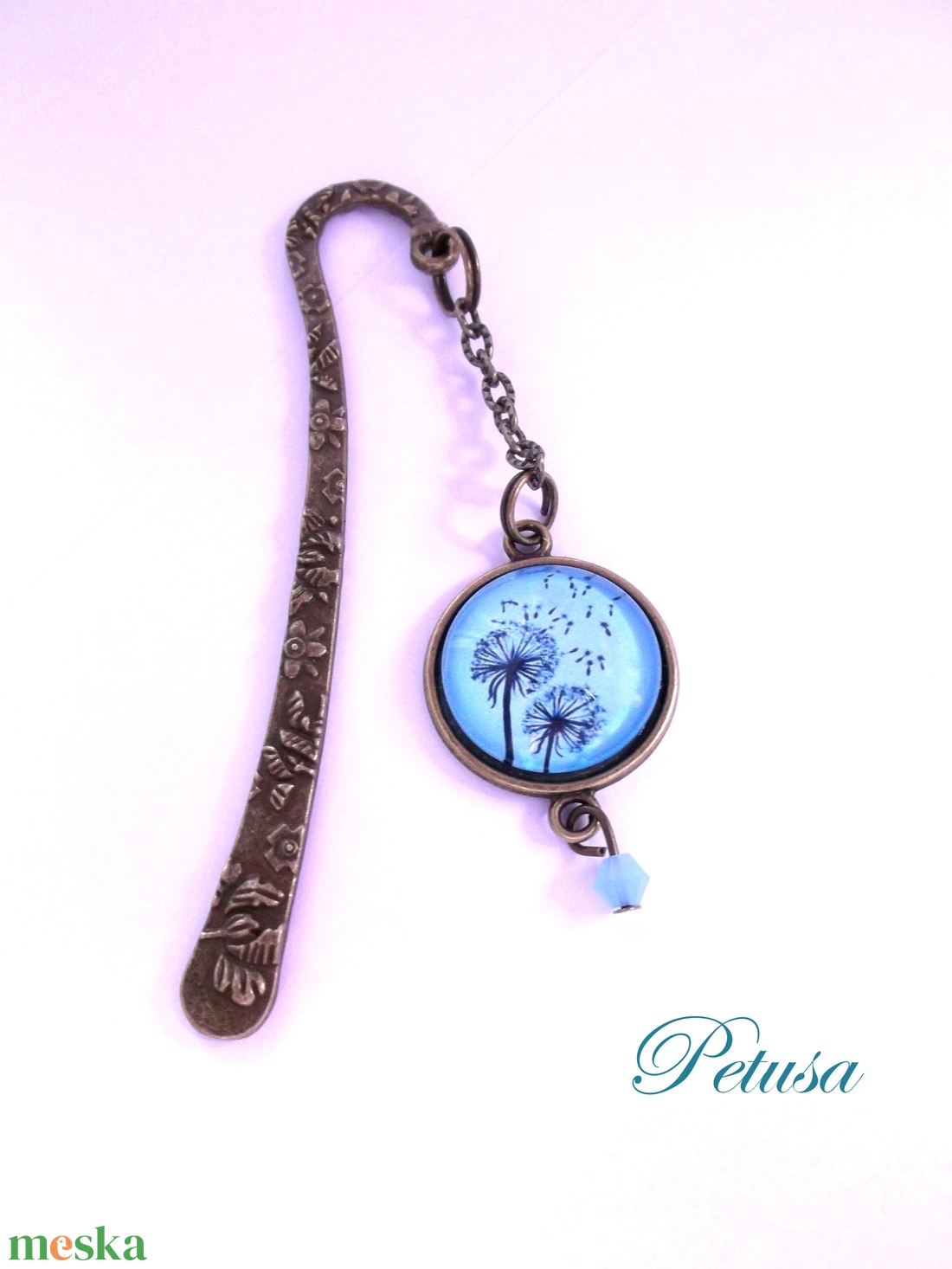 Pitypangos könyvjelző Könyvmoly Üveglencsés kék - könyv & zene - könyvjelző - Meska.hu