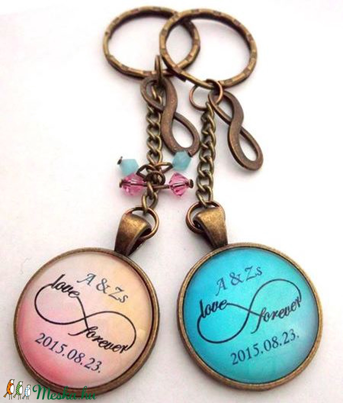 Páros kulcstartó Név névre szóló személyes pár szív -  - Meska.hu