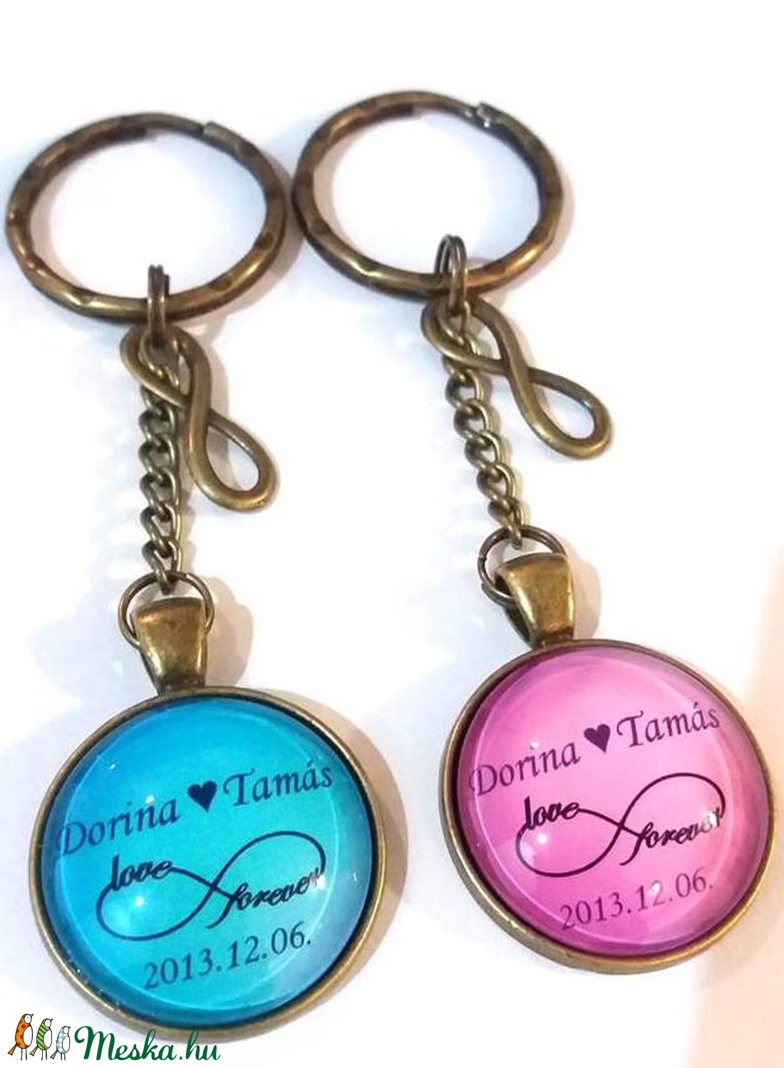 Páros kulcstartó Név névre szóló személyes pár szív -  - Meska.hu