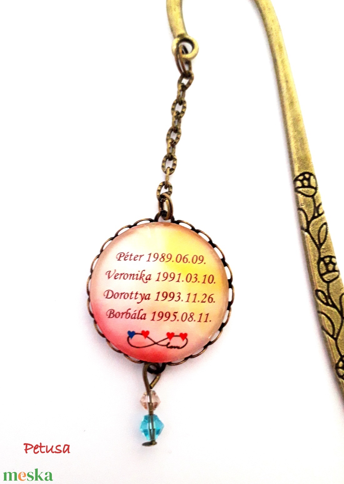 Anya Anyák Könyvjelző születési név dátum szeretet szív személyes Könyvmoly Üveglencsés - könyv & zene - könyvjelző - Meska.hu