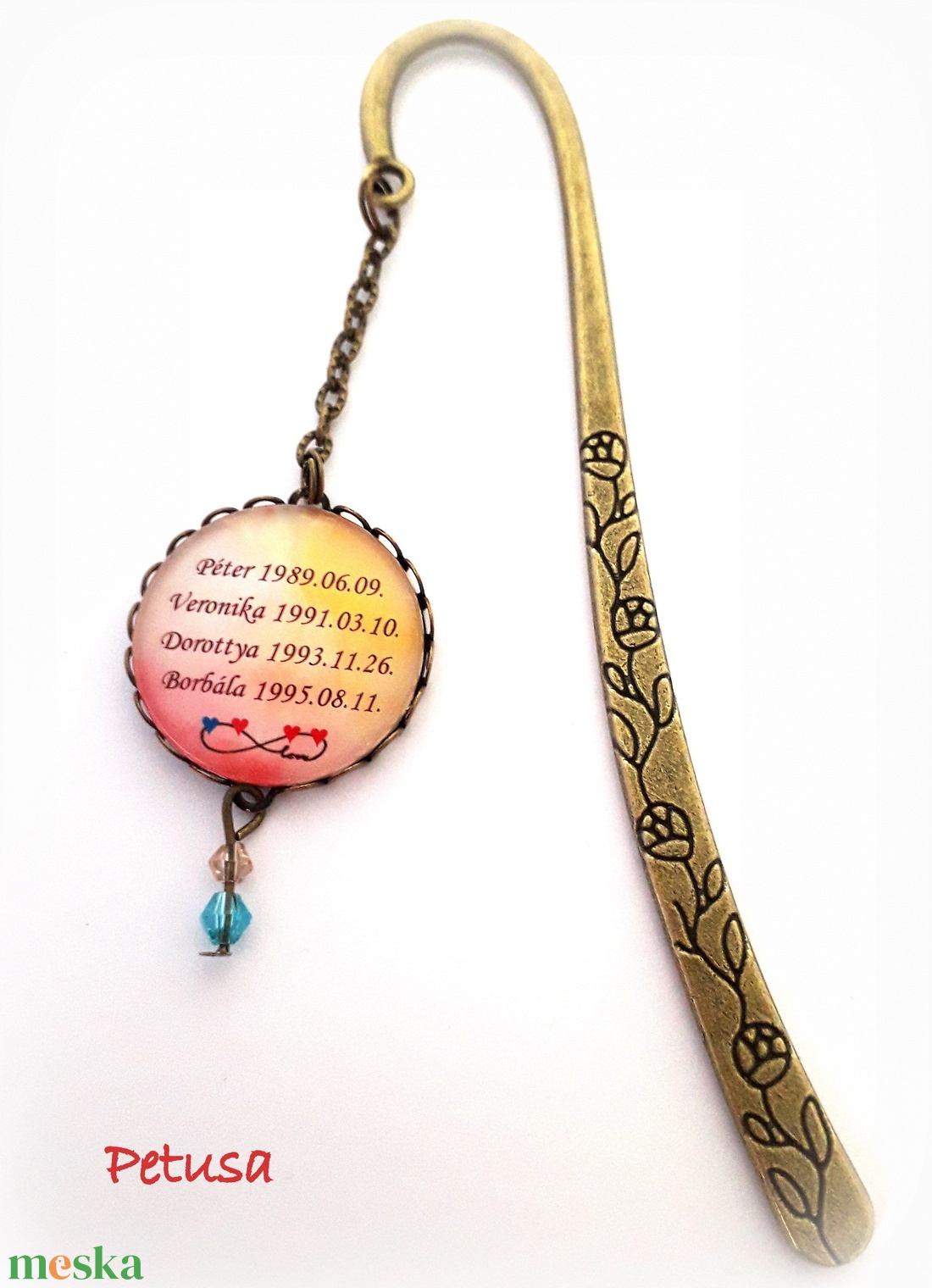 Anya Anyák Könyvjelző születési név dátum szeretet szív személyes Könyvmoly Üveglencsés - könyv & zene - könyvjelző - Meska.hu