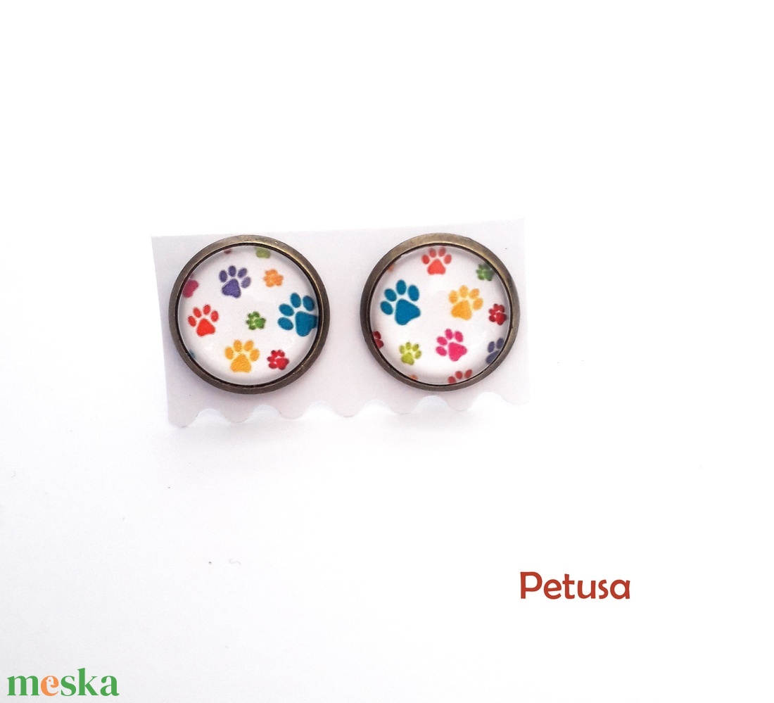 Mancs Tappancs fülbevaló színes tavaszi - ékszer - fülbevaló - pötty fülbevaló - Meska.hu