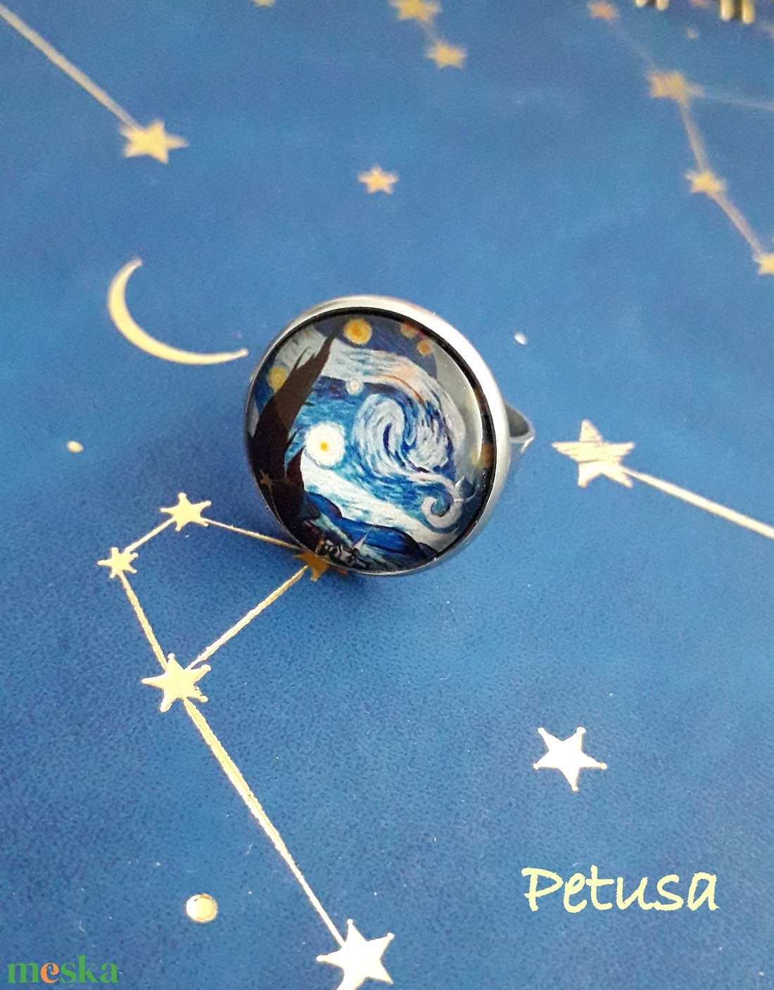 Van Gogh Csillagos éj nemesacél gyűrű - ékszer - gyűrű - üveglencsés gyűrű - Meska.hu Van Gogh Csillagos éj nemesacél gyűrű - ékszer - gyűrű - üveglencsés gyűrű - Meska.hu