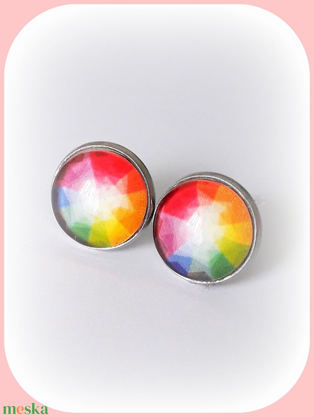 Színkör motívumos nemesacél fülbevaló   - ékszer - fülbevaló - pötty fülbevaló - Meska.hu