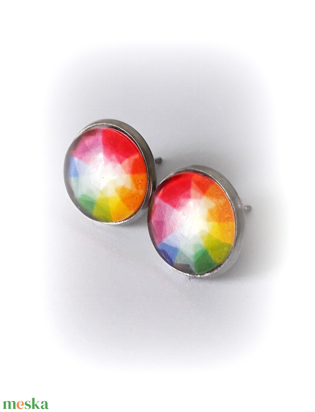 Színkör motívumos nemesacél fülbevaló   - ékszer - fülbevaló - pötty fülbevaló - Meska.hu