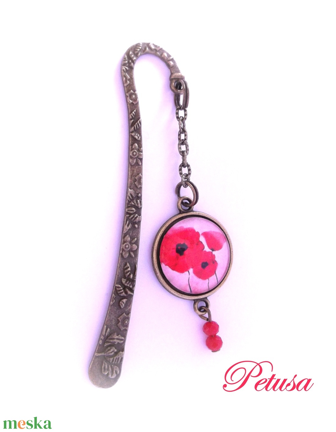 Pipacsos Könyvjelző Könyvmoly Üveglencsés - könyv & zene - könyvjelző - Meska.hu