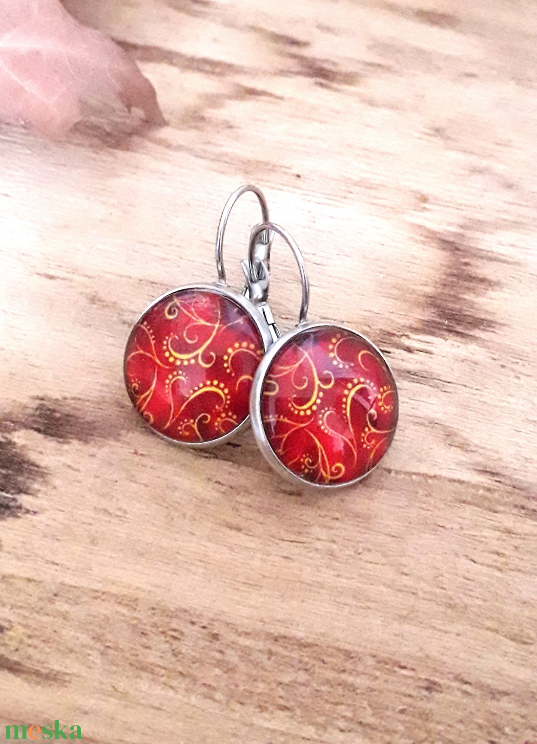 Indamintás  franciakapcsos fülbevaló nemesacél antiallergén - ékszer - fülbevaló - lógós kerek fülbevaló - Meska.hu