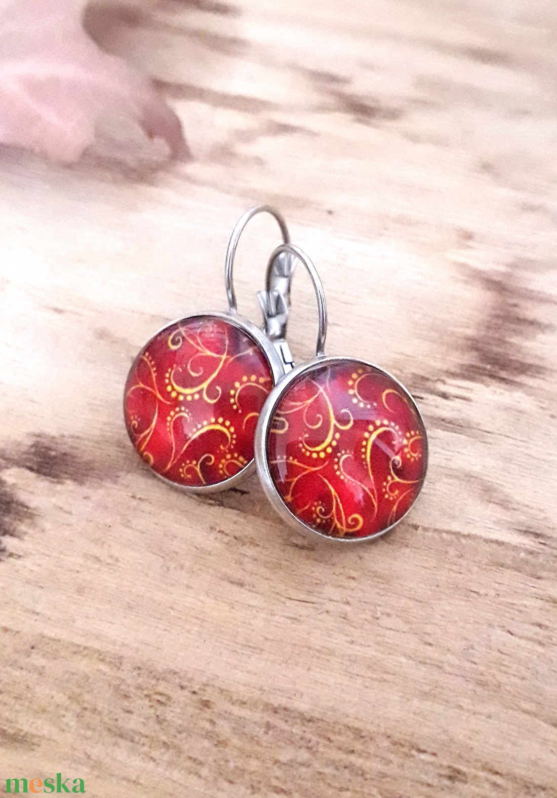 Indamintás  franciakapcsos fülbevaló nemesacél antiallergén - ékszer - fülbevaló - lógós kerek fülbevaló - Meska.hu