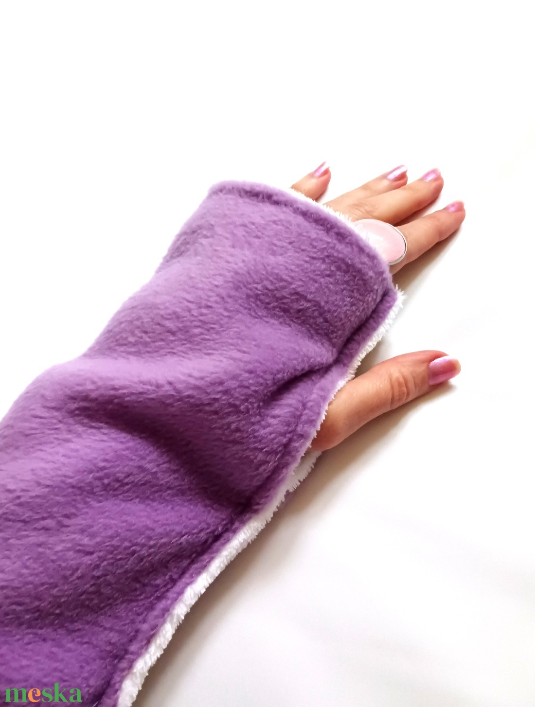 Lila Polár kézmelegítő, ujjatlan kesztyű wellsoft anyaggal bélelve - ruha & divat - sál, sapka, kendő - kesztyű - Meska.hu