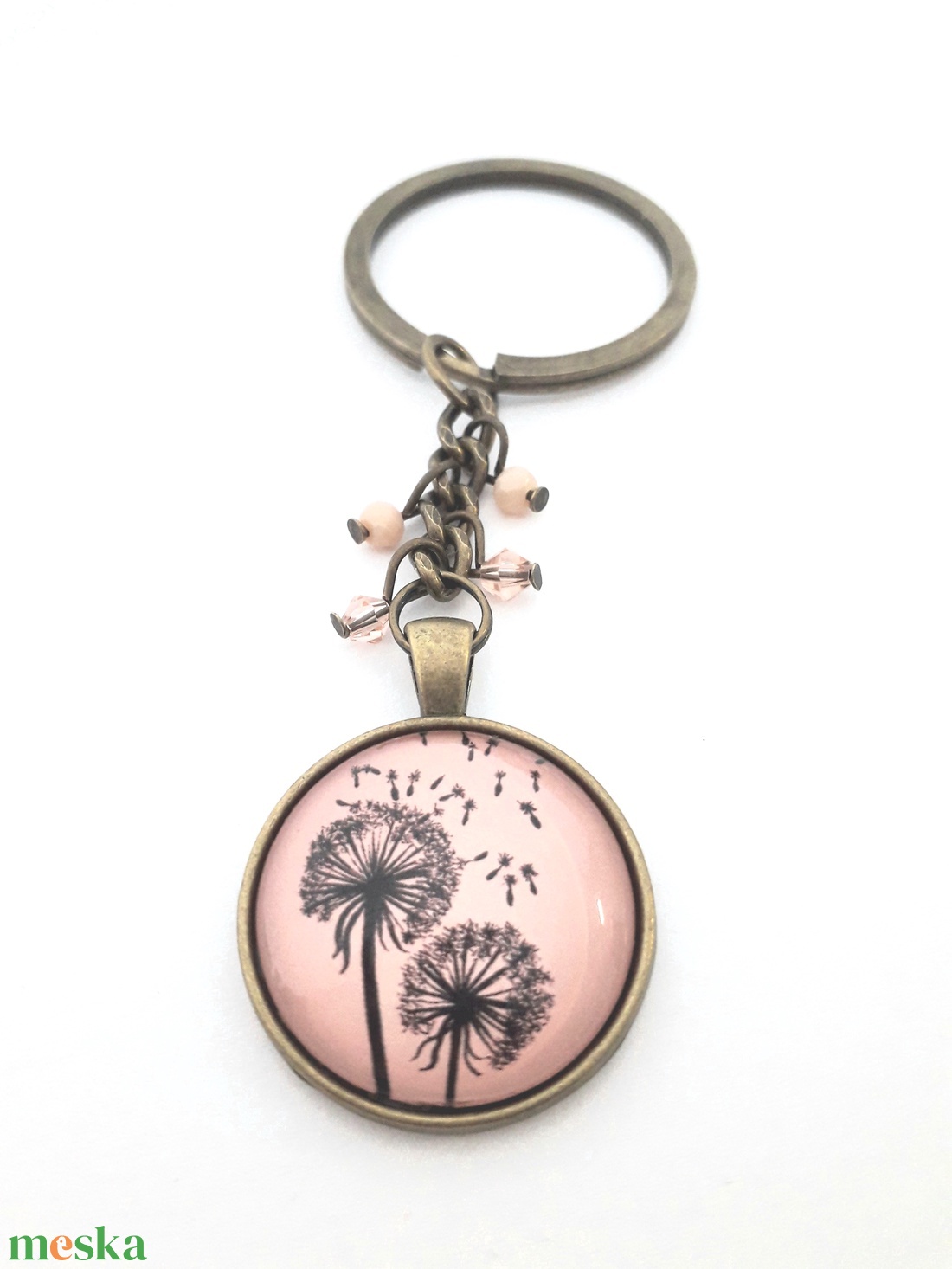 Pitypang virágos barack színű kulcstartó pitypangos romantikus - táska & tok - kulcstartó & táskadísz - kulcstartó - Meska.hu