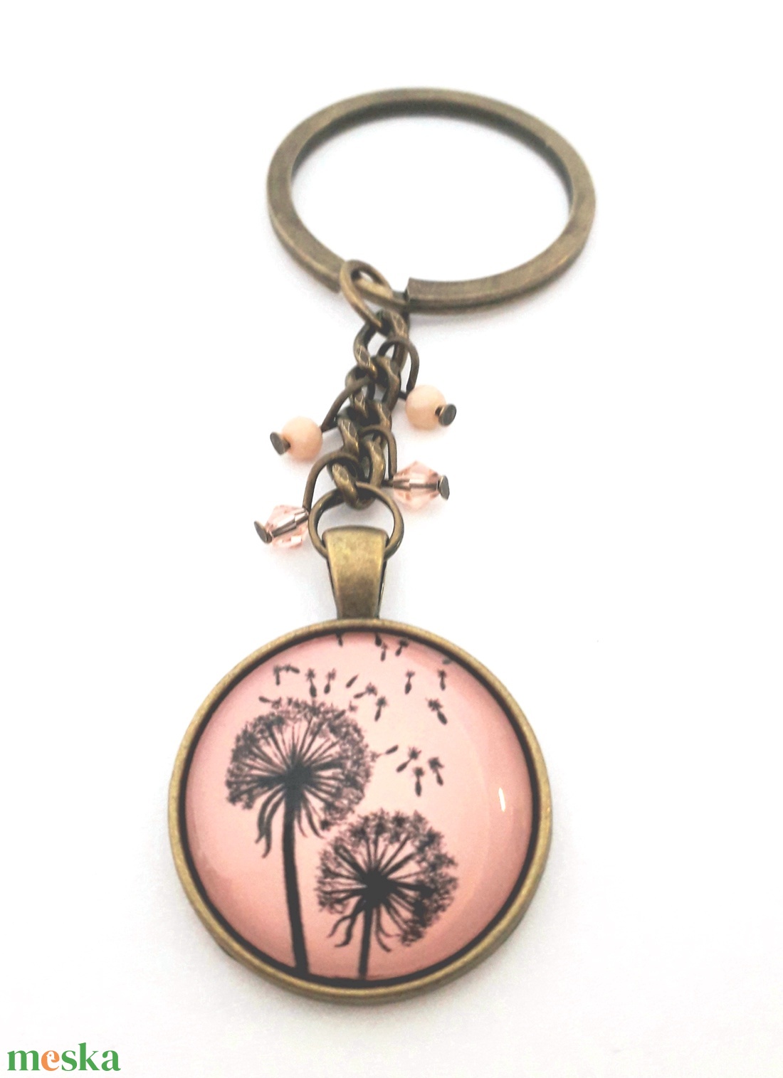 Pitypang virágos barack színű kulcstartó pitypangos romantikus - táska & tok - kulcstartó & táskadísz - kulcstartó - Meska.hu