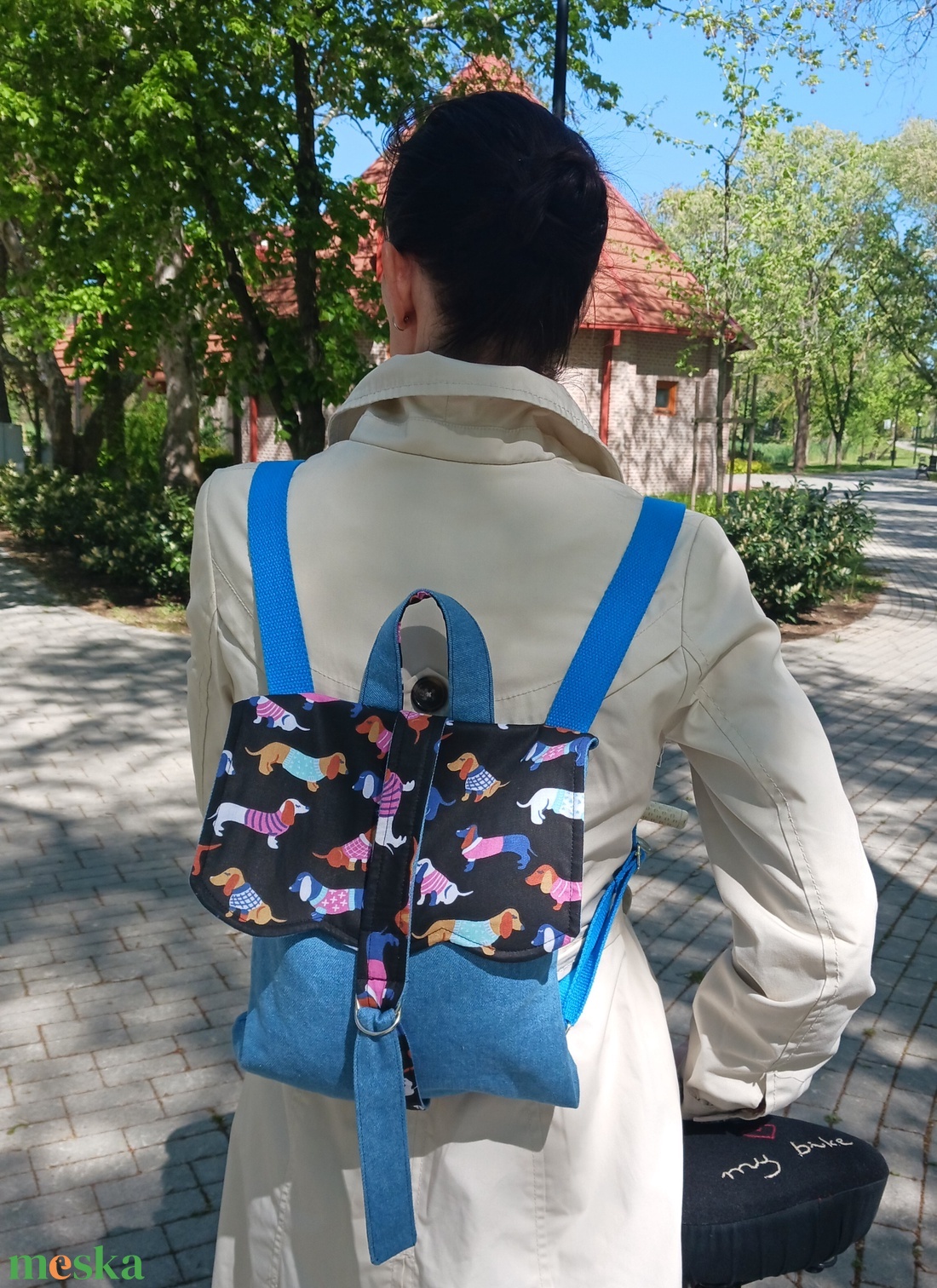 Tacskó mintás farmer hátizsák hátitáska - játék & sport - sport és kikapcsolódás - kerékpározás - biciklis táska - Meska.hu