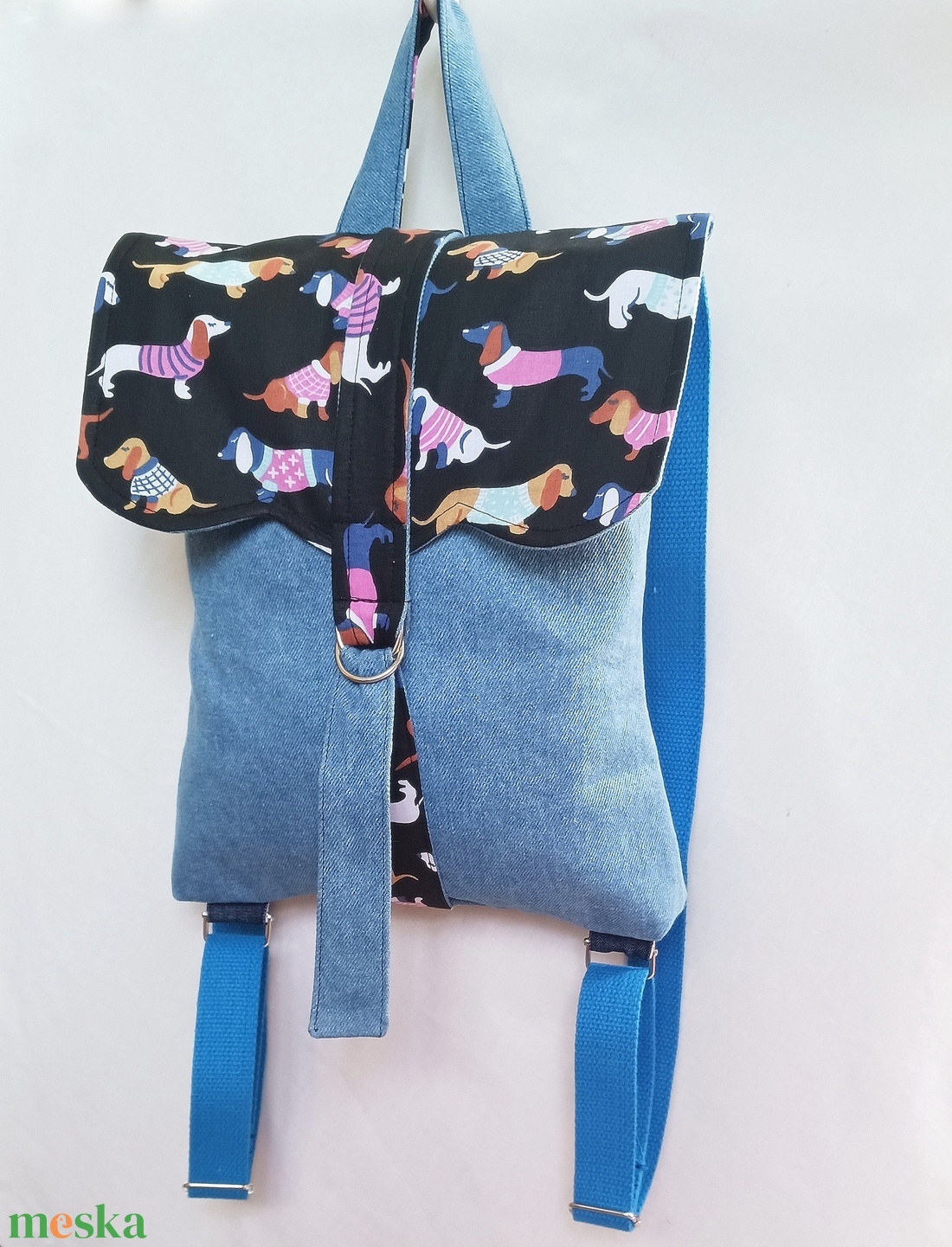 Tacskó mintás farmer hátizsák hátitáska - játék & sport - sport és kikapcsolódás - kerékpározás - biciklis táska - Meska.hu