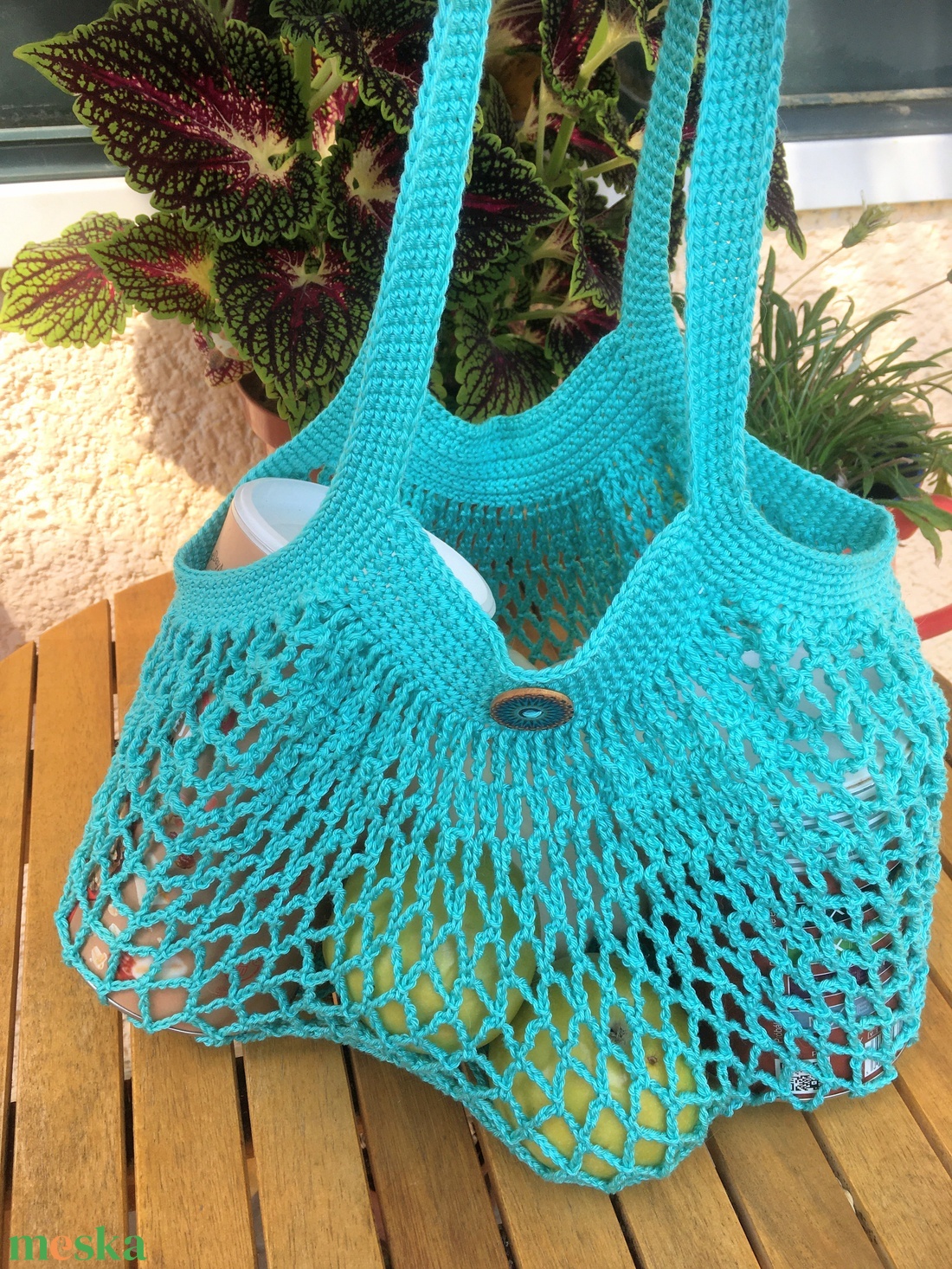 Francia Hálós Horgolt szatyor /Cekker  - táska & tok - bevásárlás & shopper táska - shopper, textiltáska, szatyor - Meska.hu