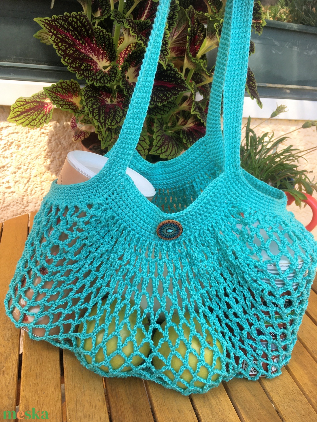 Francia Hálós Horgolt szatyor /Cekker  - táska & tok - bevásárlás & shopper táska - shopper, textiltáska, szatyor - Meska.hu