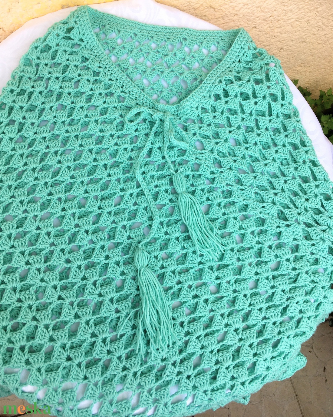 Menta poncsó - ruha & divat - női ruha - poncsó - Meska.hu Menta poncsó - ruha & divat - női ruha - poncsó - Meska.hu