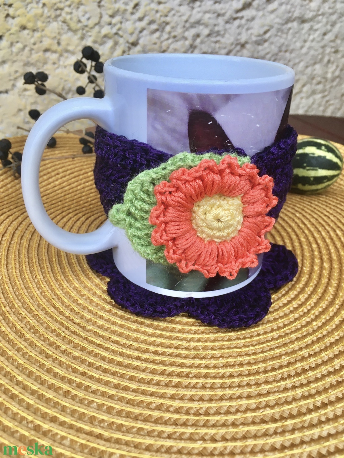 Lila bögre dísz  - otthon & életmód - dekoráció - asztal és polc dekoráció - asztaldísz - Meska.hu