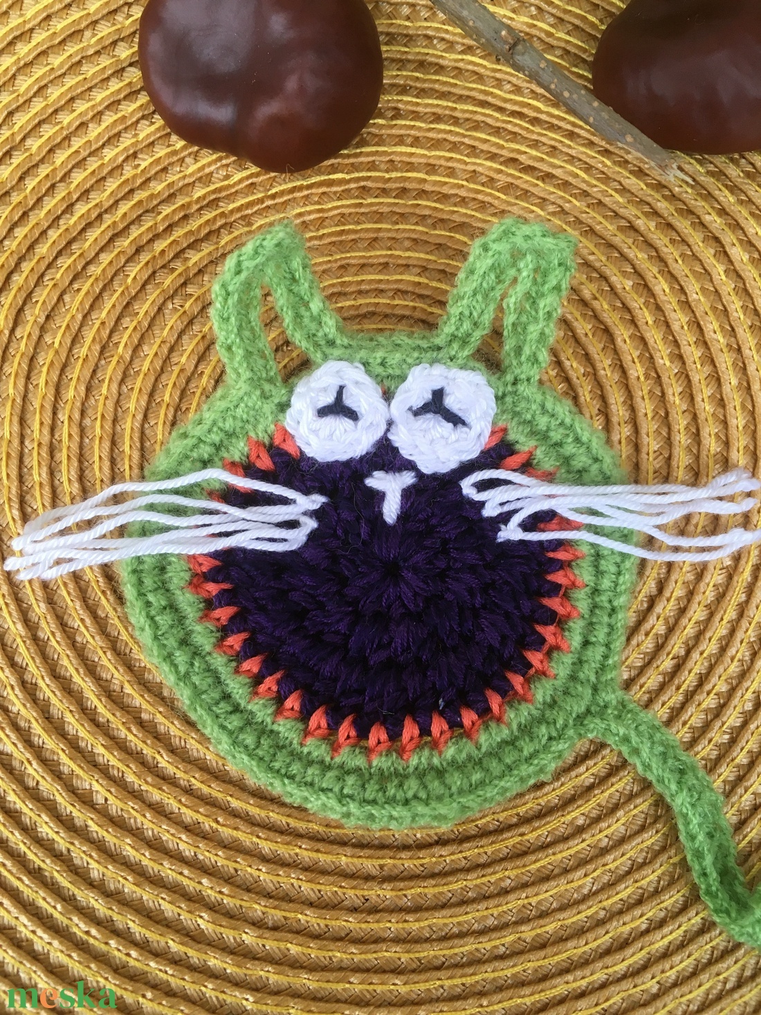 Zöld cica könyvjelző  - könyv & zene - könyvjelző - Meska.hu