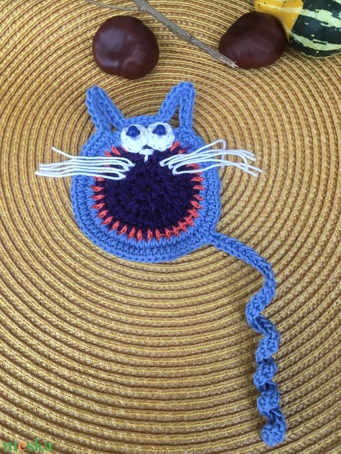 Kék cica könyvjelző  - könyv & zene - könyvjelző - Meska.hu