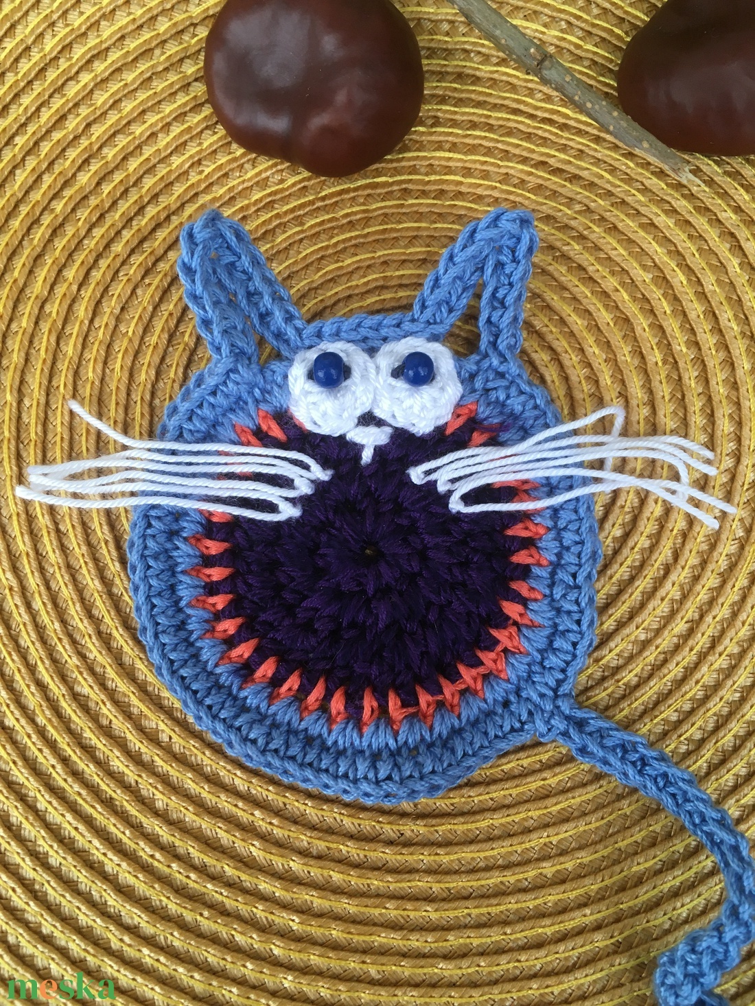 Kék cica könyvjelző  - könyv & zene - könyvjelző - Meska.hu