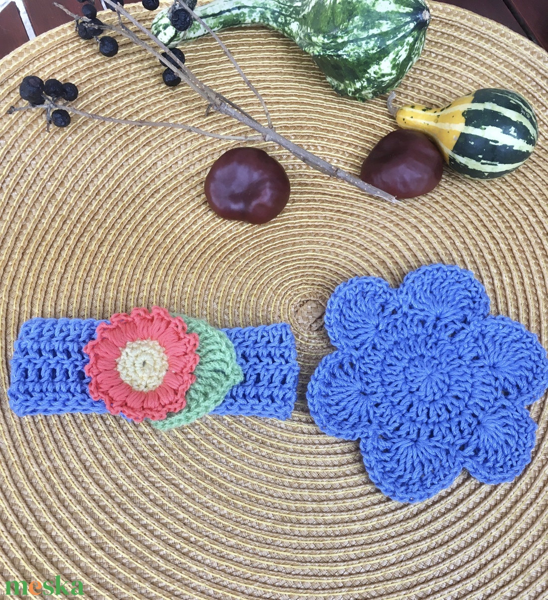 Kék virágos bögredísz - otthon & életmód - dekoráció - asztal és polc dekoráció - asztaldísz - Meska.hu