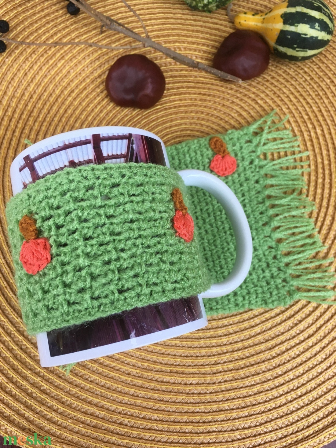 Sütőtökös bögrealátét  - otthon & életmód - dekoráció - asztal és polc dekoráció - asztaldísz - Meska.hu