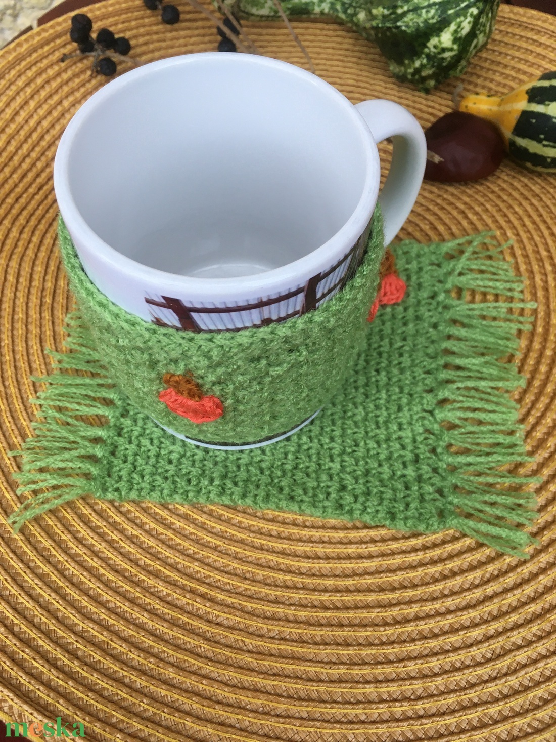 Sütőtökös bögrealátét  - otthon & életmód - dekoráció - asztal és polc dekoráció - asztaldísz - Meska.hu