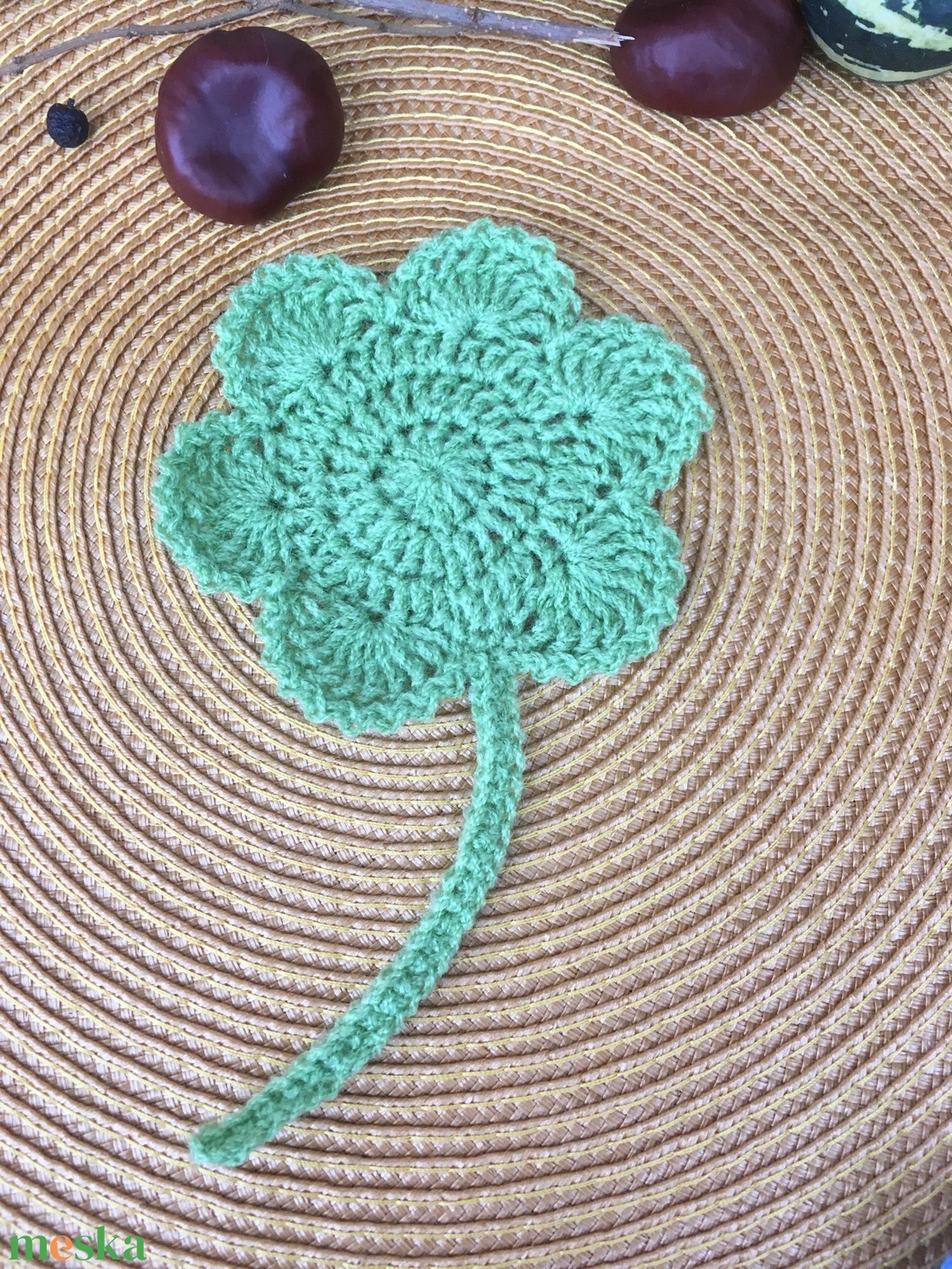 Zöld virágos  bögrealátét  - otthon & életmód - dekoráció - asztal és polc dekoráció - asztaldísz - Meska.hu