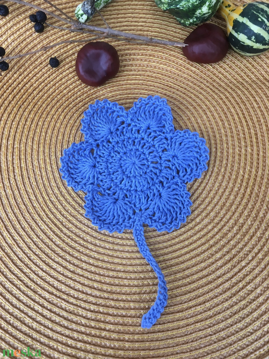 Kék virágos  bögrealátét  - otthon & életmód - dekoráció - asztal és polc dekoráció - asztaldísz - Meska.hu