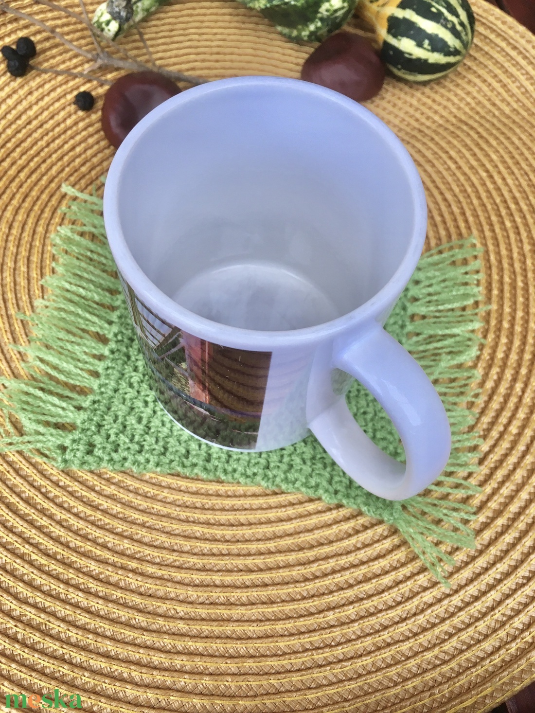 Zöld  bögreszőnyeg - otthon & életmód - dekoráció - asztal és polc dekoráció - asztaldísz - Meska.hu