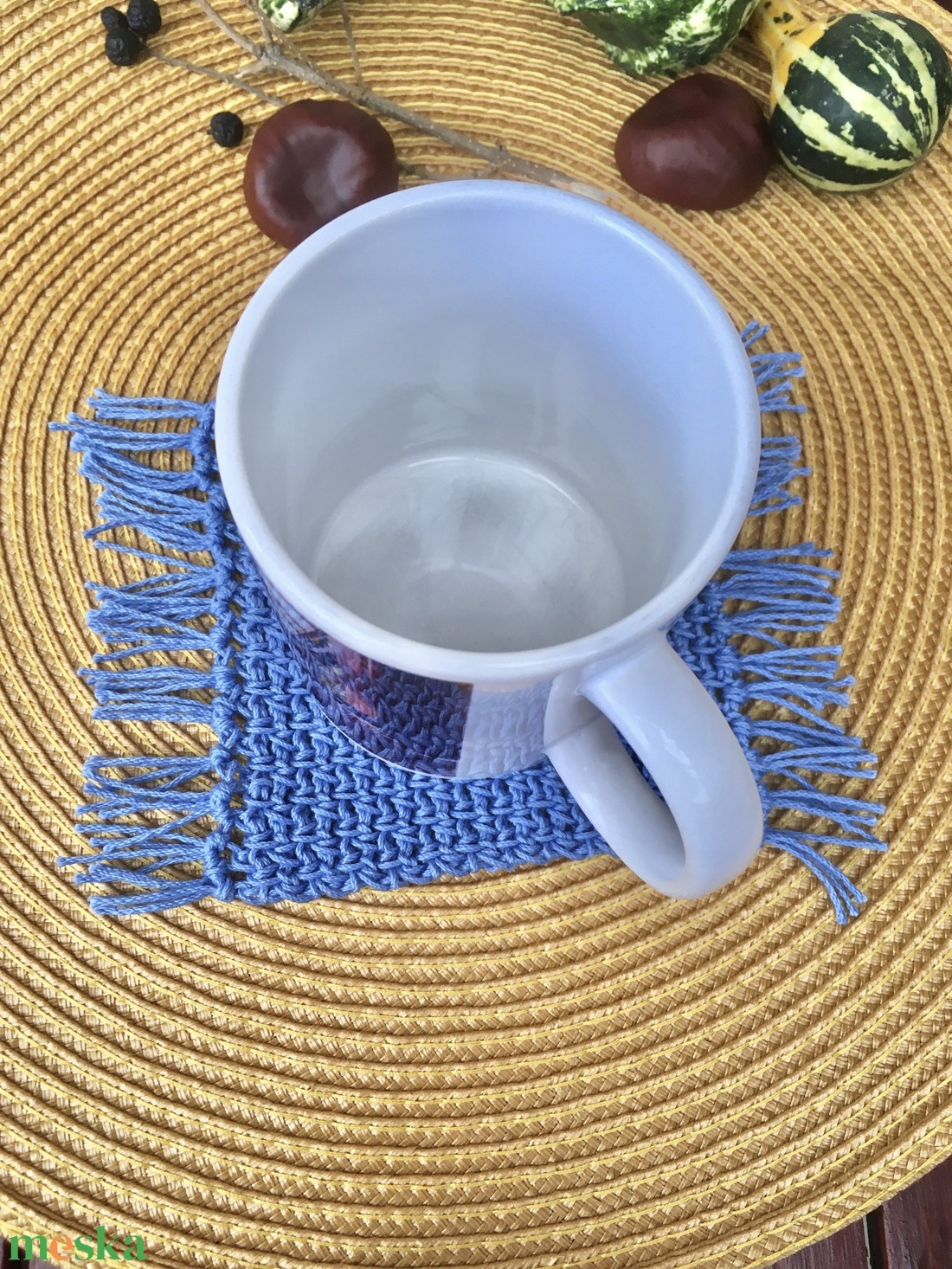 Kék  bögreszőnyeg - otthon & életmód - dekoráció - asztal és polc dekoráció - asztaldísz - Meska.hu