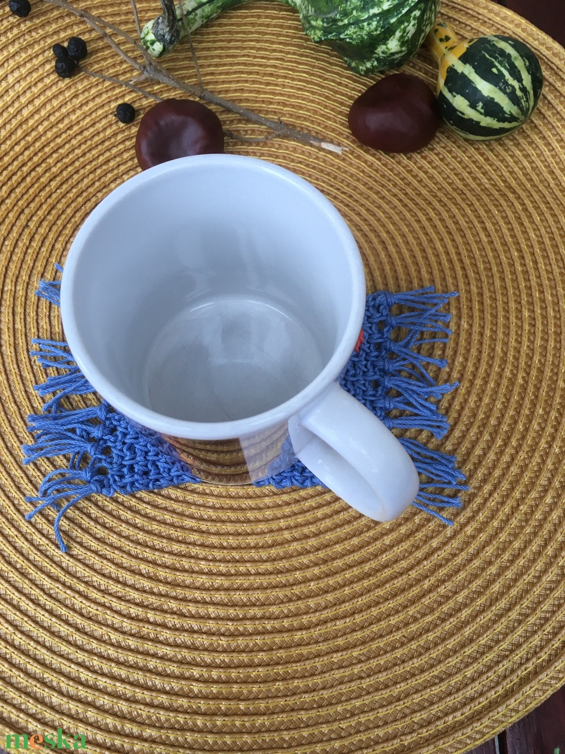 Sütőtökös bögreszőnyeg 2. - otthon & életmód - dekoráció - asztal és polc dekoráció - asztaldísz - Meska.hu