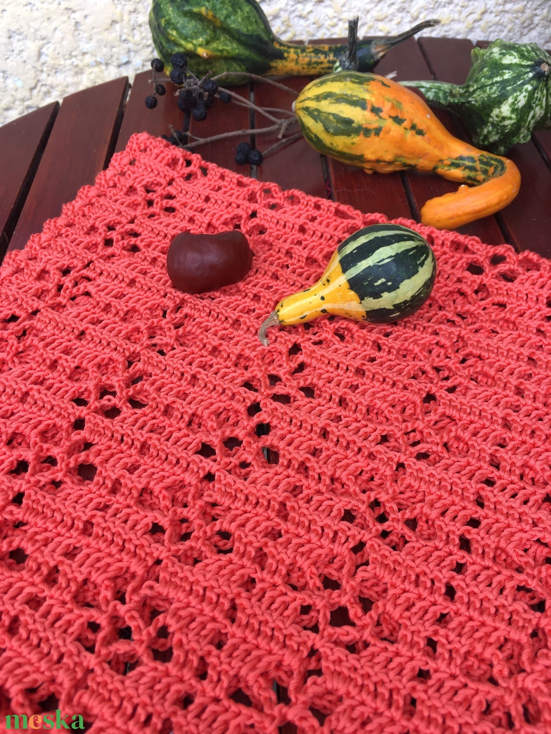 Narancssárga terítő - otthon & életmód - dekoráció - asztal és polc dekoráció - horgolt & csipketerítő - Meska.hu