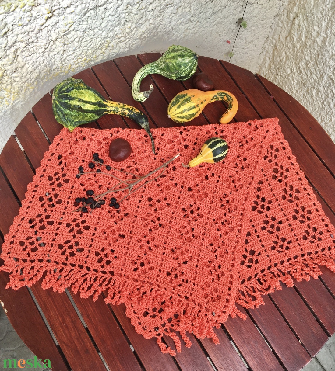 Narancssárga terítő - otthon & életmód - dekoráció - asztal és polc dekoráció - horgolt & csipketerítő - Meska.hu