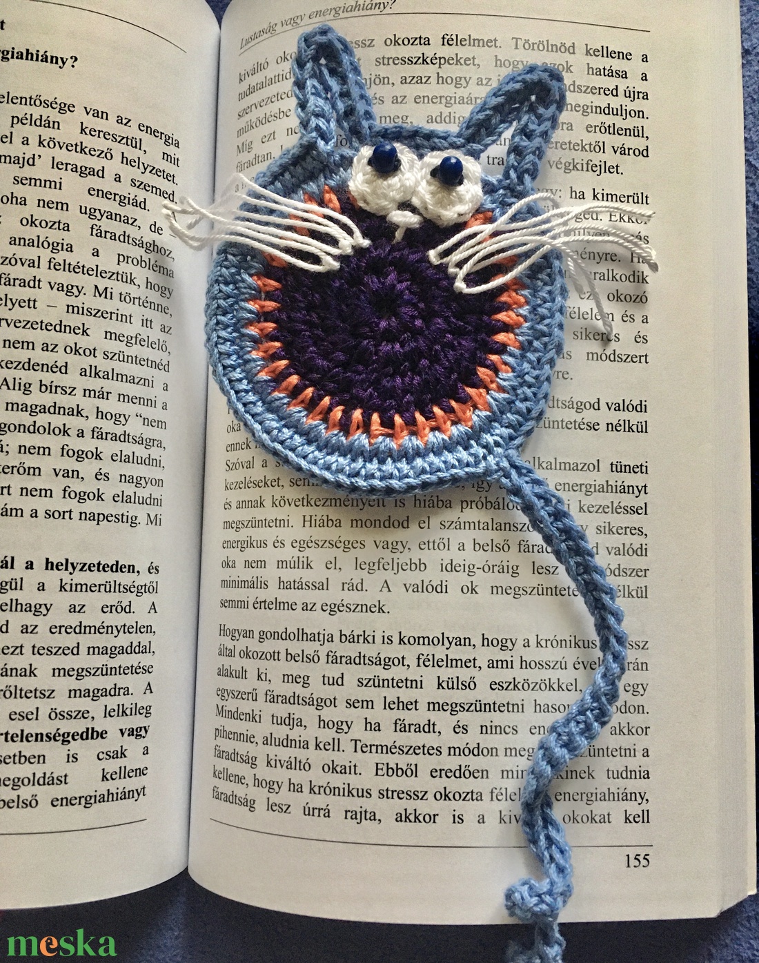 Kék cica könyvjelző  - könyv & zene - könyvjelző - Meska.hu