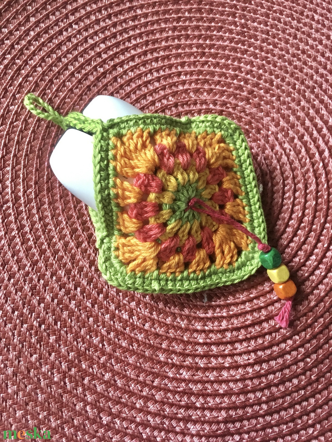 Pénztartó/fülhallgató tartó négyszögletű narancs  - táska & tok - kulcstartó & táskadísz - kulcstartó - Meska.hu