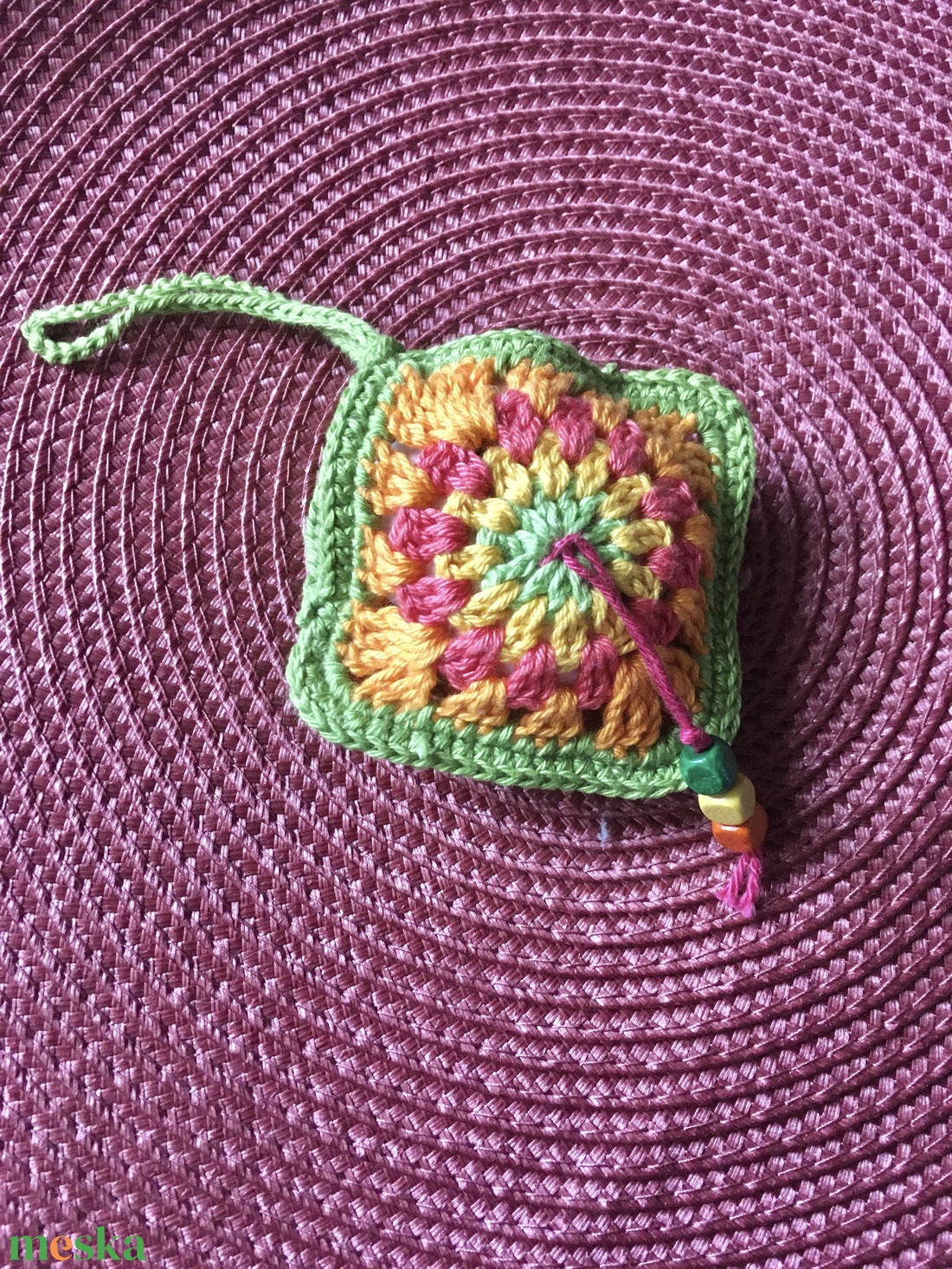 Pénztartó/fülhallgató tartó négyszögletű narancs  - táska & tok - kulcstartó & táskadísz - kulcstartó - Meska.hu