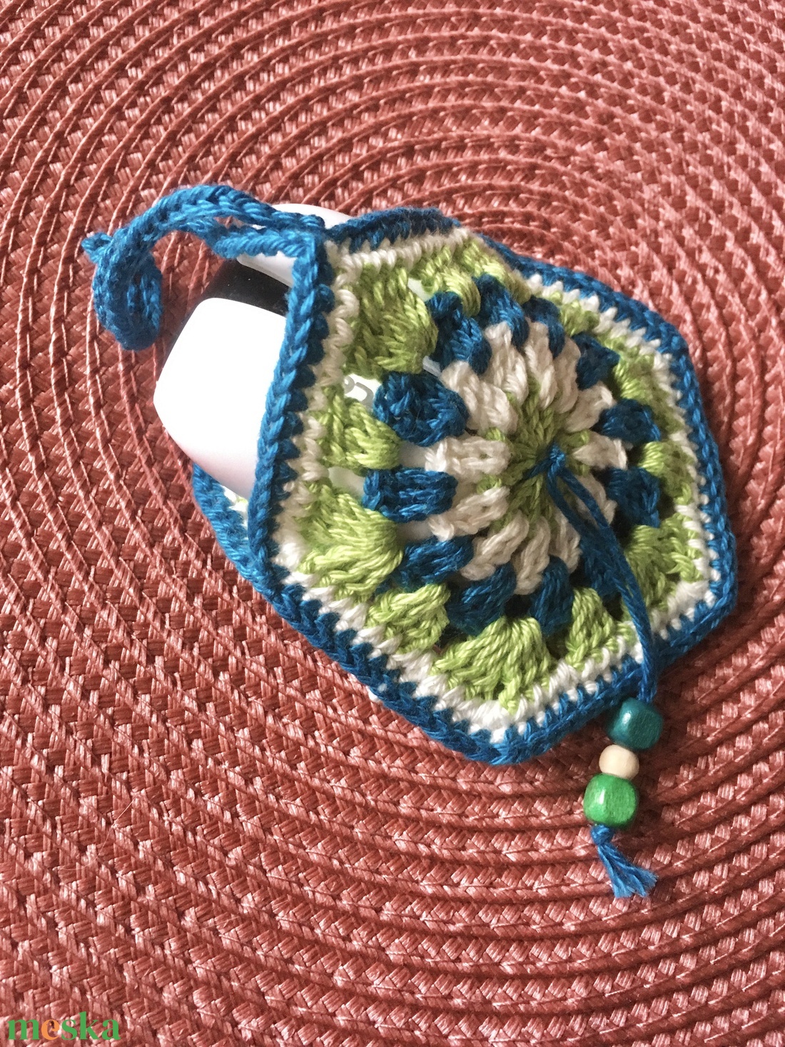 Pénztartó/fülhallgató tartó kék-zöld - táska & tok - kulcstartó & táskadísz - kulcstartó - Meska.hu