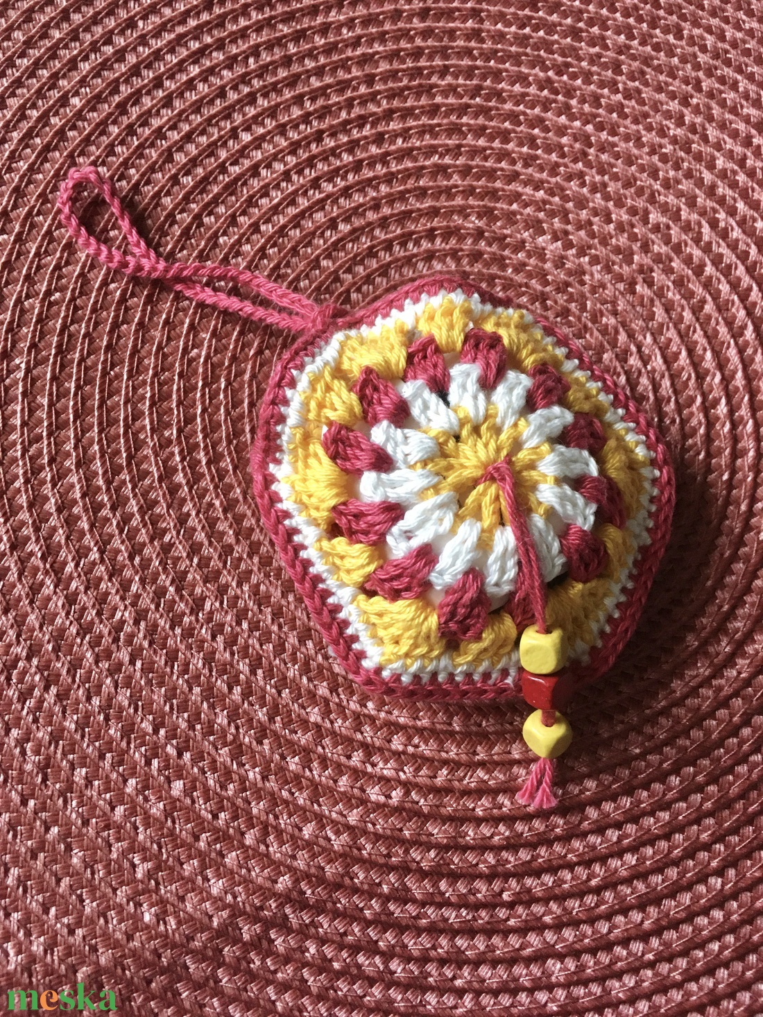 Pénztartó/fülhallgató tartó piros -sárga  - táska & tok - kulcstartó & táskadísz - kulcstartó - Meska.hu