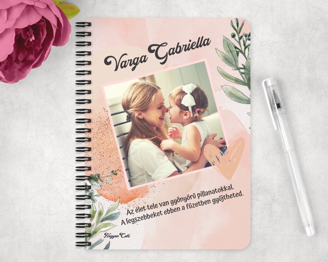 Saját fotós személyre szabható - Kedves szivecskés mintás A5-ös füzet - otthon & életmód - papír, írószer - jegyzetfüzet & napló - Meska.hu