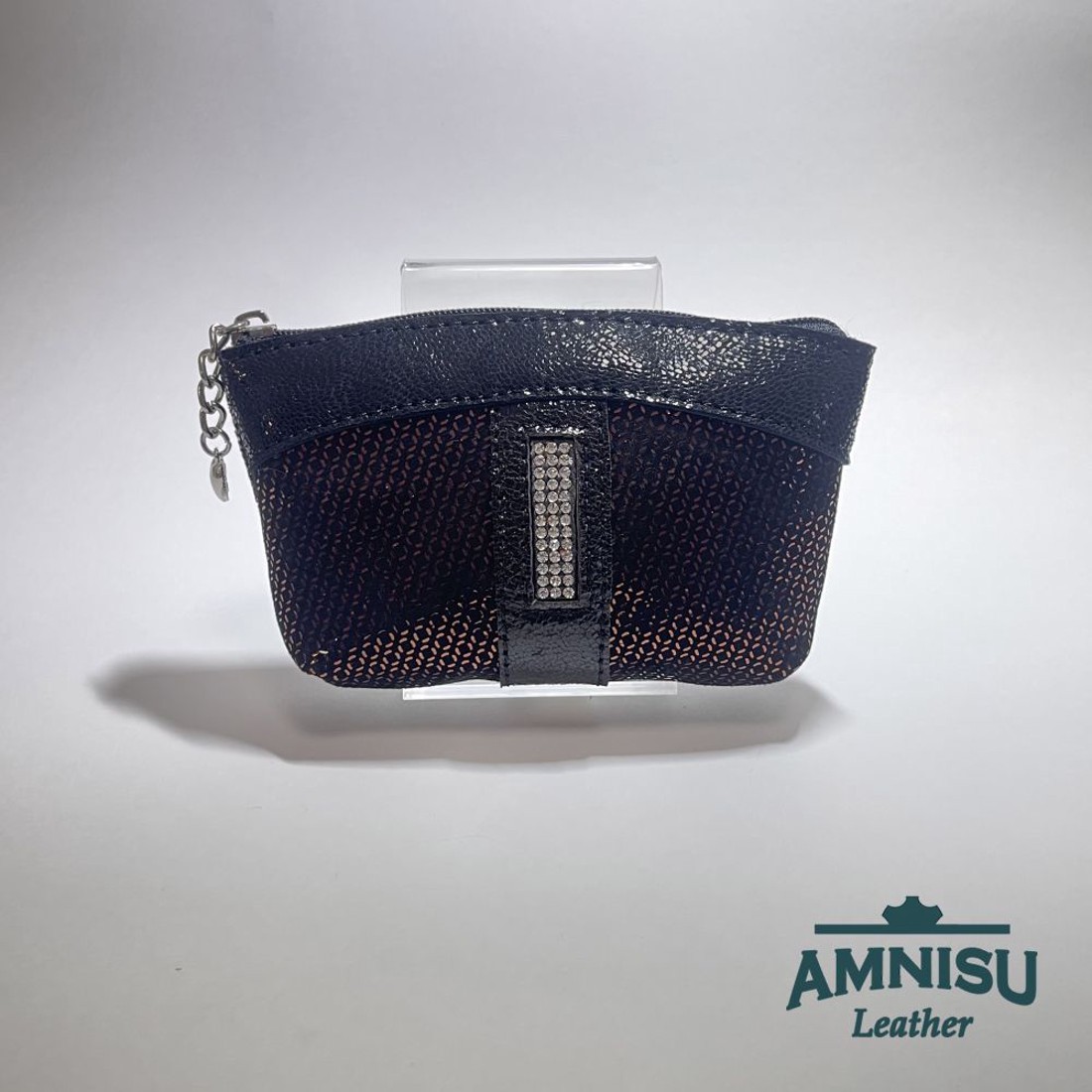 Fekete - bronz mintás egy cipzáras egyenes kristály köves kulcstartó E8020 - táska & tok - kulcstartó & táskadísz - kulcstartó - Meska.hu