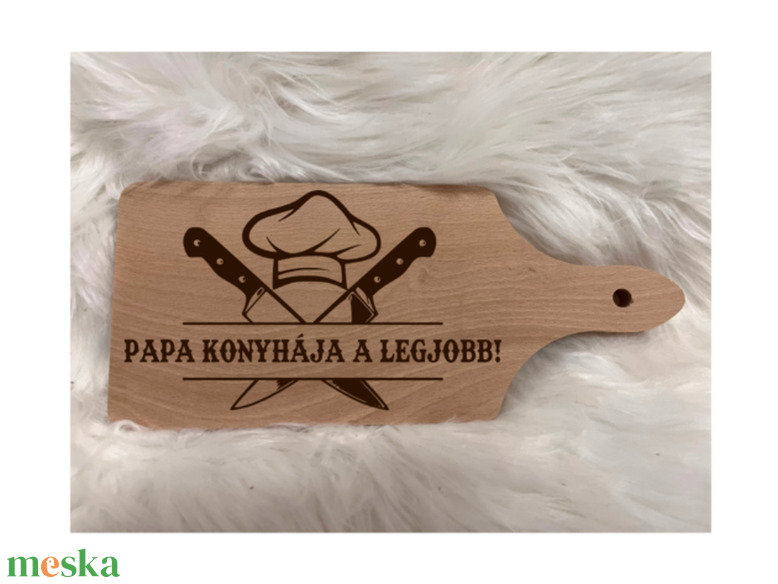 Papa konyhája gravírozott vágódeszka - otthon & életmód - konyhafelszerelés, tálalás - sütés, főzés - vágódeszka - Meska.hu