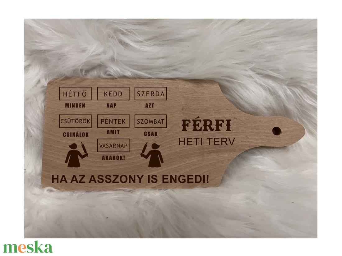 Férfi heti terv gravírozott vágódeszka - otthon & életmód - konyhafelszerelés, tálalás - sütés, főzés - vágódeszka - Meska.hu